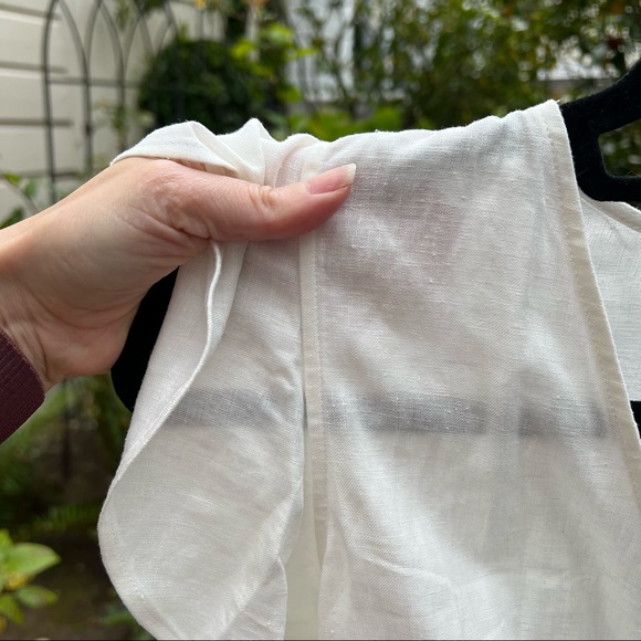 Ann Taylor Linen Blend Ruffle Wrap Top Winter White Sz S - Picture 10 of 10